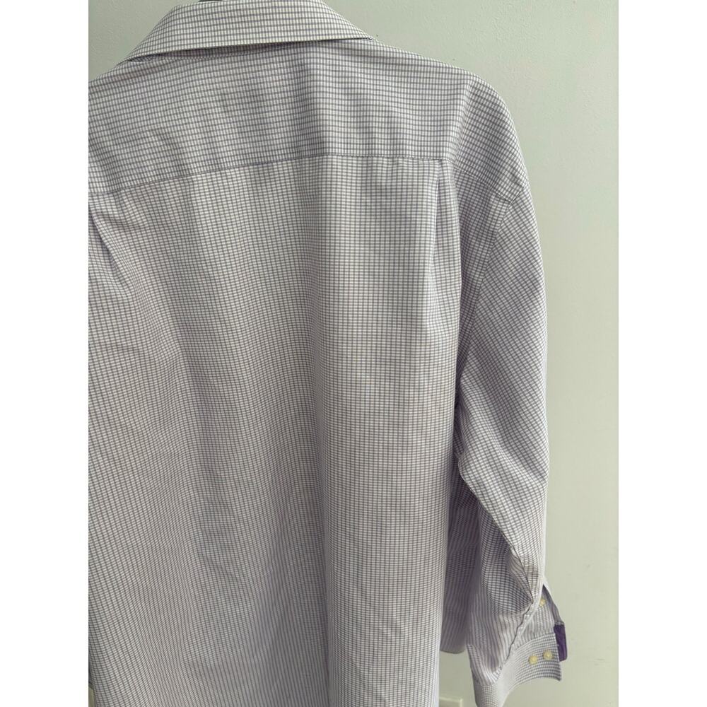 Calvin Klein Slim Fit Non Iron Dress Shirt Purple Check Button Up - Picture 6 of 9